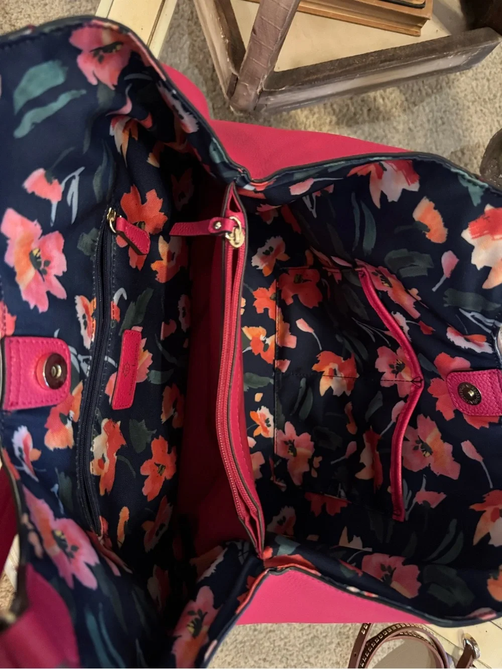 Nanette Lepore Fuchsia Pebbled Vegan Leather Shoulder Bag Tote